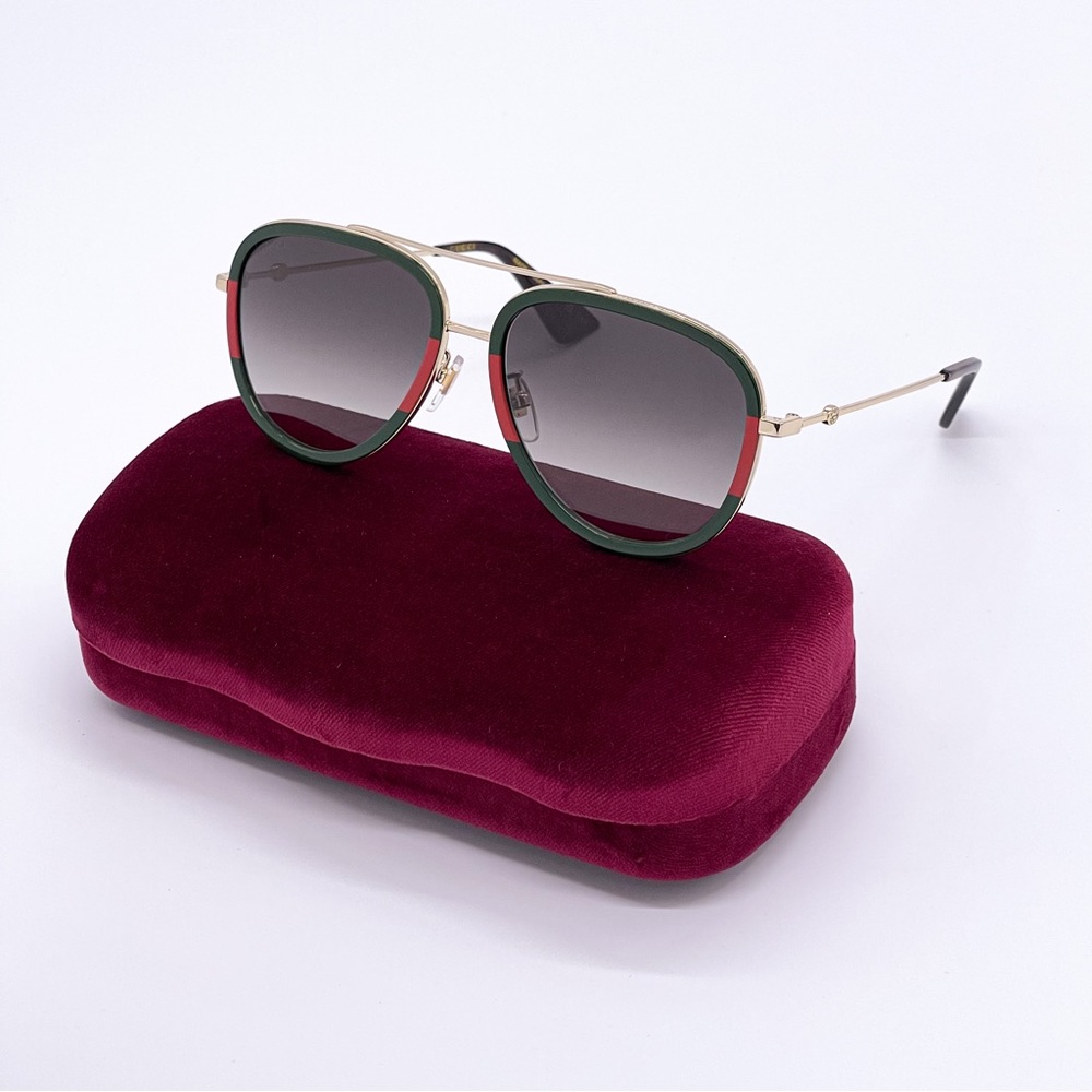 NEW GUCCI WOMEN GREEN SUNGLASSES - Picture 1 of 7